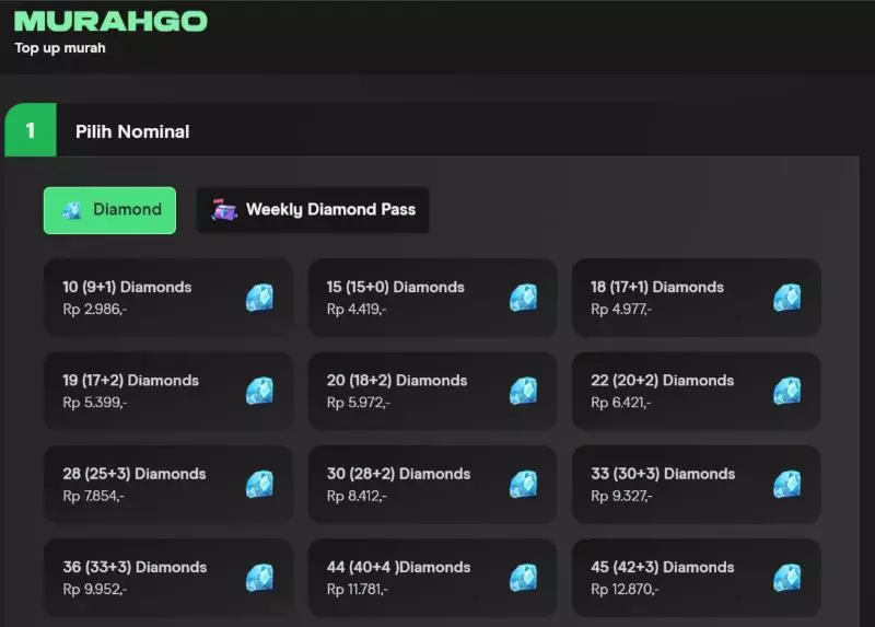 harga diamonds mlbb di murahgo